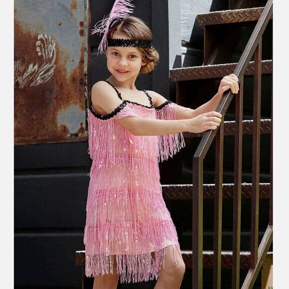 Chasing Fireflies Fringe Sequin Flapper 1920s Halloween Costume Size 8 Girls - Picture 1 of 7
